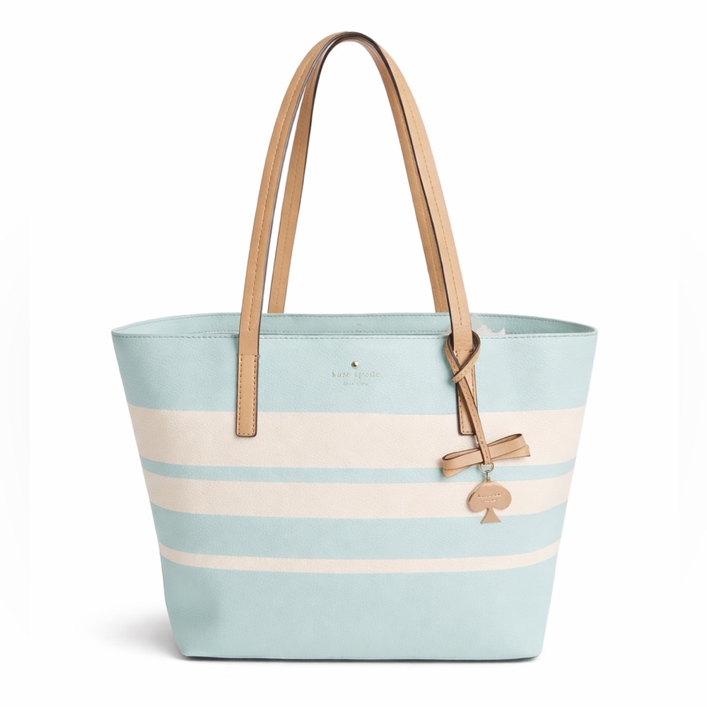 Kate Spade Striped Leather Tote NO CALLOUTS - Picture 2 of 7